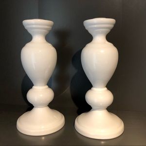 Pair of William Sonoma Spindle Candle Holders